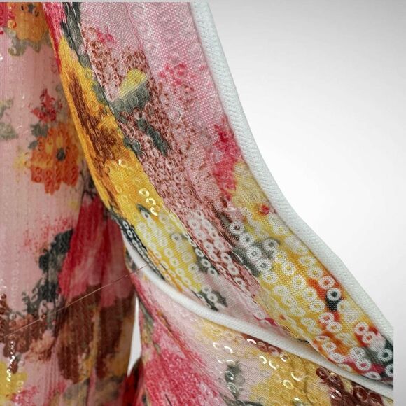 Mac Duggal Ieena Sequin 55798 Long Sleeve Floral Short Dress Sz 6 Dance Cocktail - Picture 8 of 10